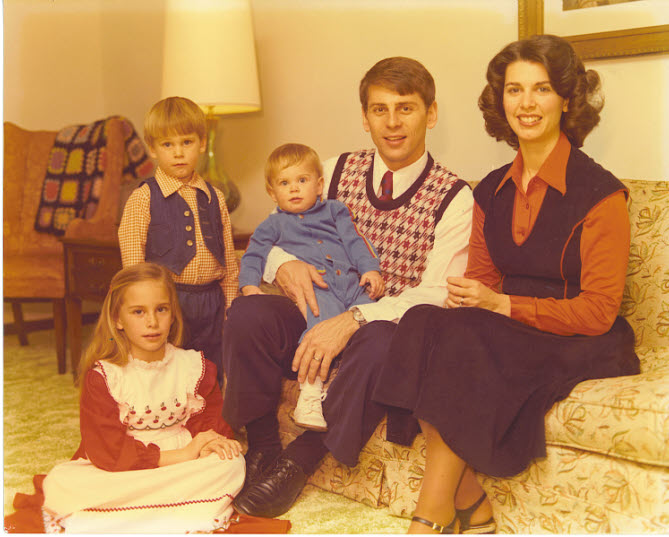 7/28 John and Dianne with Georgia, Jacob, and Joshua in 1976